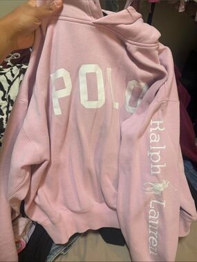 Women’s Ralph Lauren Pink POLO Logo Crewneck Hoodie medium
